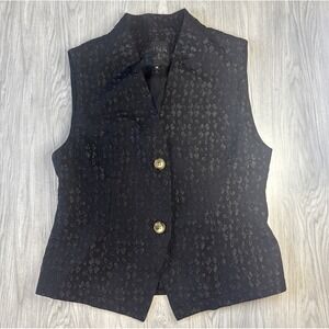 Mina Self Black Sleeveless Blazer Floral Size M